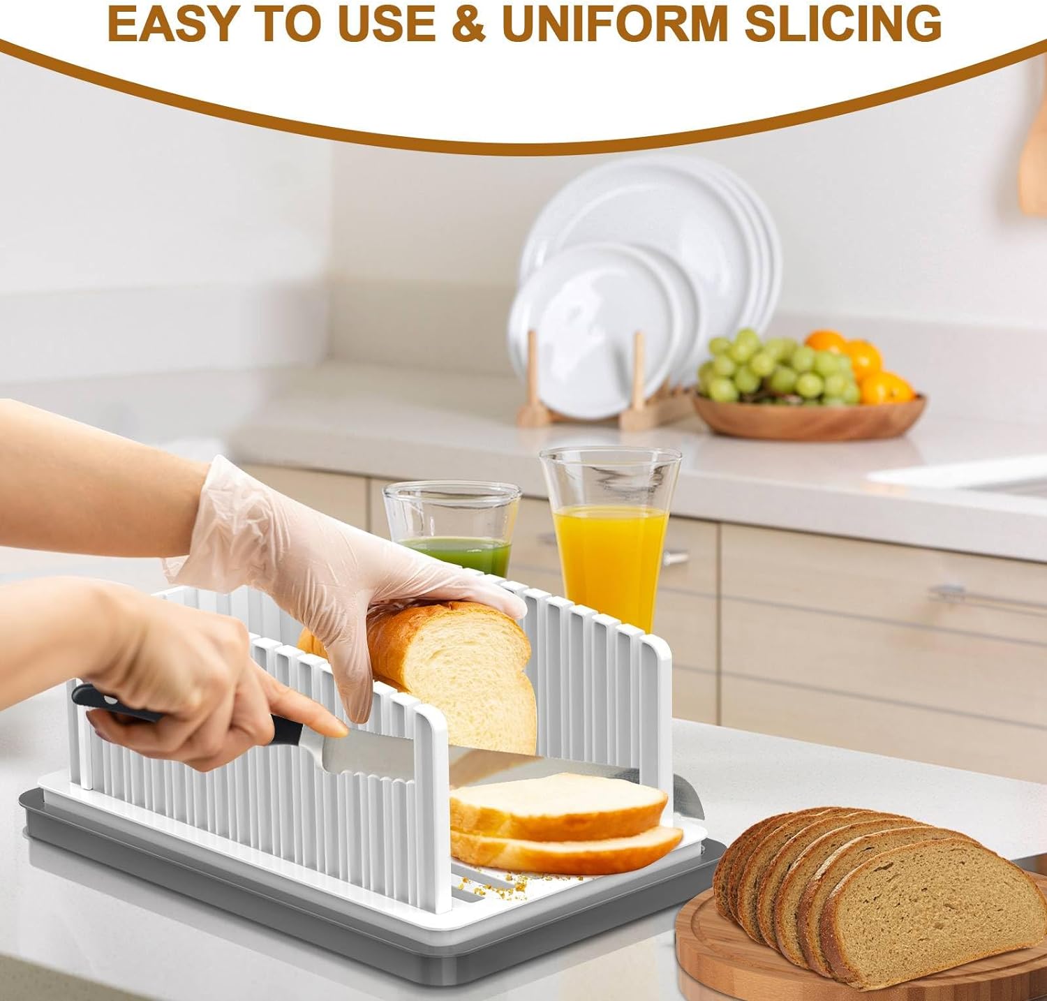 Bread Slicer, Foldable and Compact Bread Slicer, Bread Cutting Tray Bread Slicer, Foldable and Compact Bread Slicer, Bread Cutting Tray